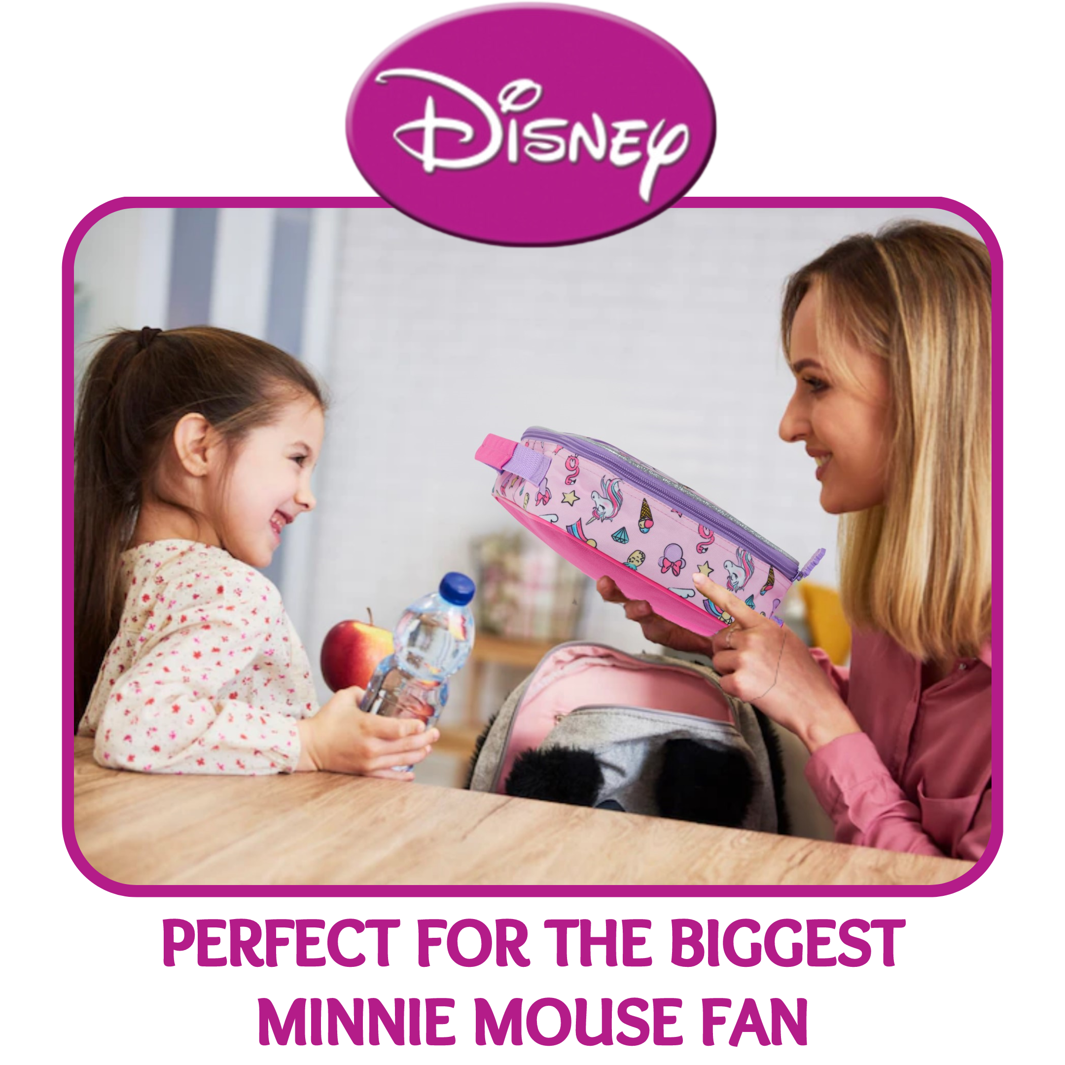 Disney Minnie Mouse Lunch Bag Bottle Holder Nursery Insulated Cooler Lunchbox