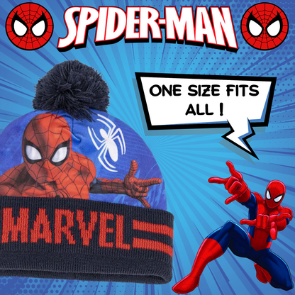 Marvel Spiderman Hat Snood & Gloves Set 3 Pcs Winter Set Bobble Hat Gift Set
