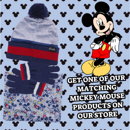 Boys Disney Mickey Mouse 3 Piece Winter Set Bobble Hat + Gloves + Snood Scarf