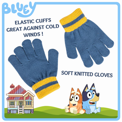 Bluey Bobble Hat  + Snood Scarf + Gloves Set Boys Girls 3 Piece Winter Set Gift