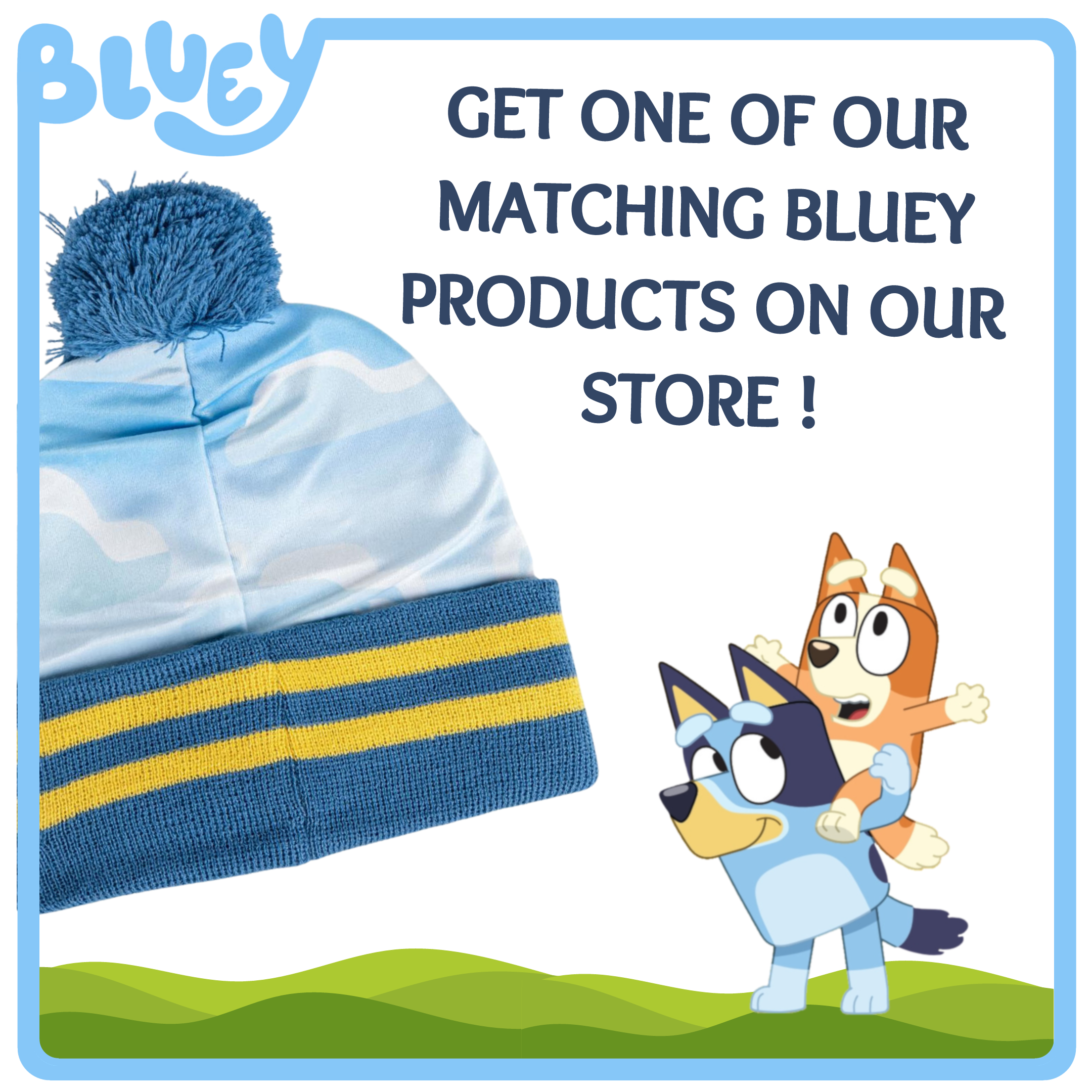 Bluey Bobble Hat  + Snood Scarf + Gloves Set Boys Girls 3 Piece Winter Set Gift