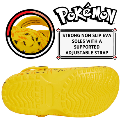 Pokemon Pikachu Clogs + Charms Kids Sandals Boys Girls Sliders Strap Beach Shoes