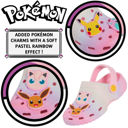 Girls Pokemon Clogs + Charms Kids Sandals Pikachu Eevee Sliders Beach Shoes