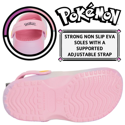Girls Pokemon Clogs + Charms Kids Sandals Pikachu Eevee Sliders Beach Shoes