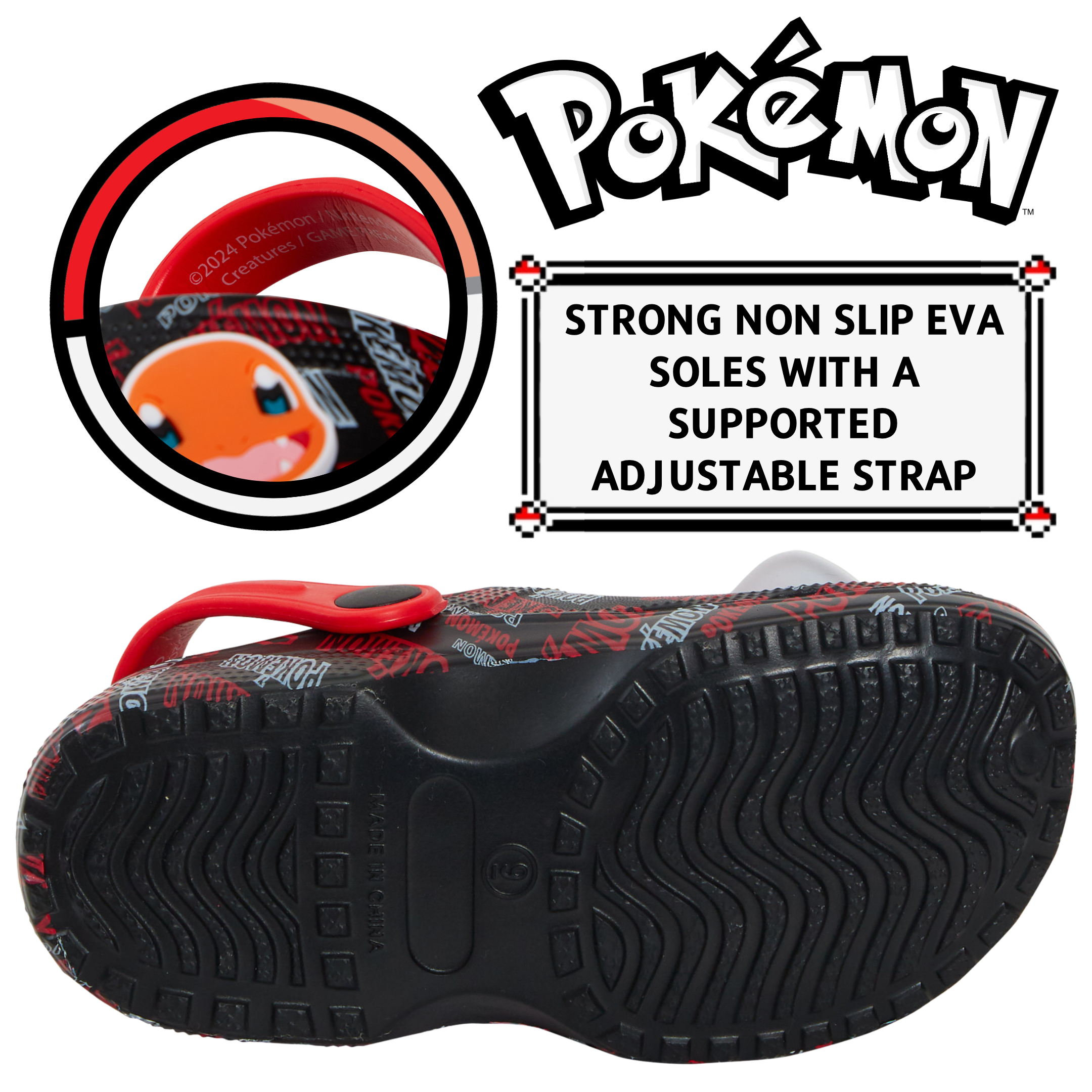 Pokemon Clogs + Charms Girls Boys Pikachu Sandals Pokeball Sliders Beach Shoes