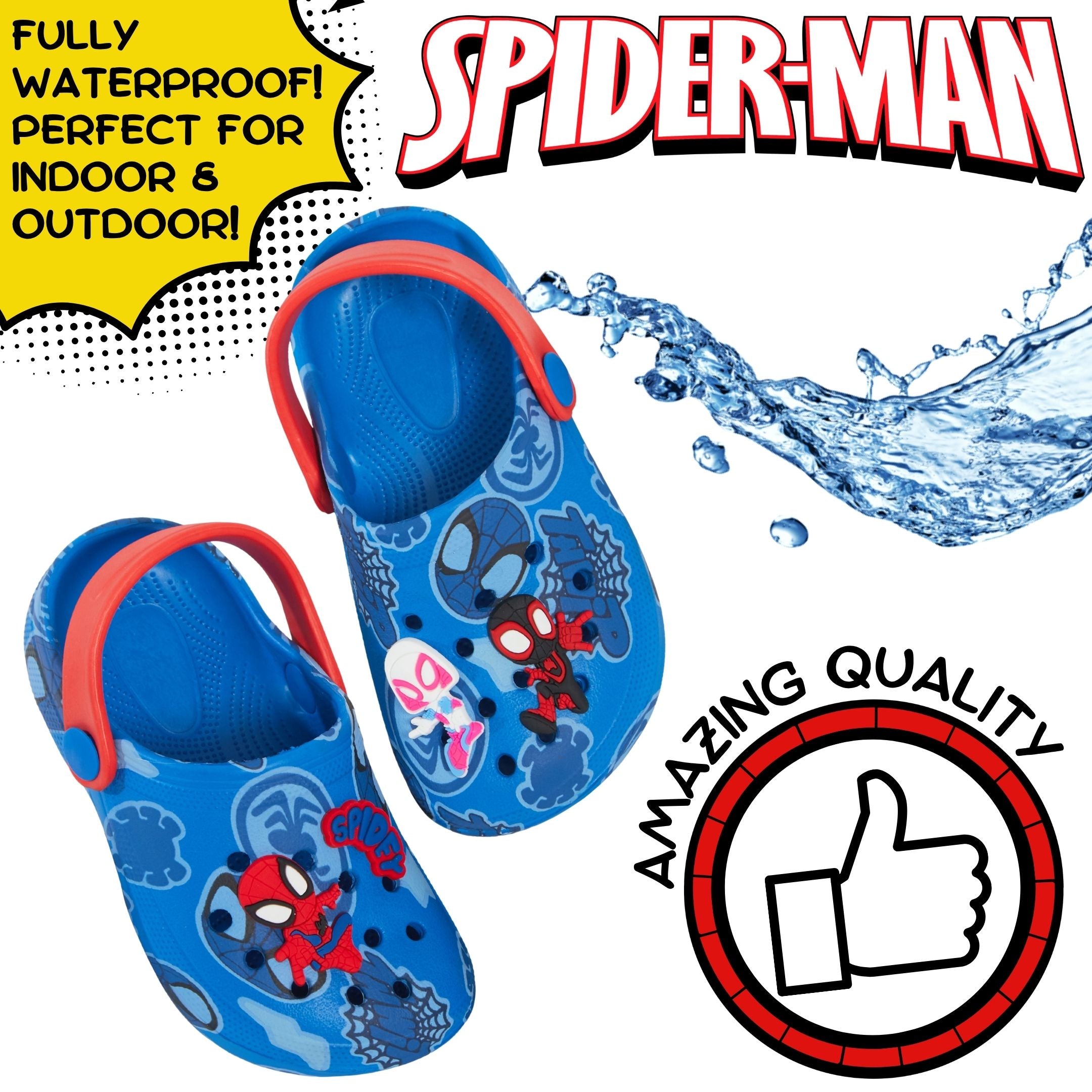Boys Spidey and His Amazing Friends Clog Sandals + Charms Sliders Beach Shoes