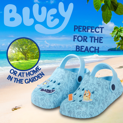 Girls Boys Bluey Clogs Sandals + Charms Kids Summer Sliders + Strap Beach Shoes