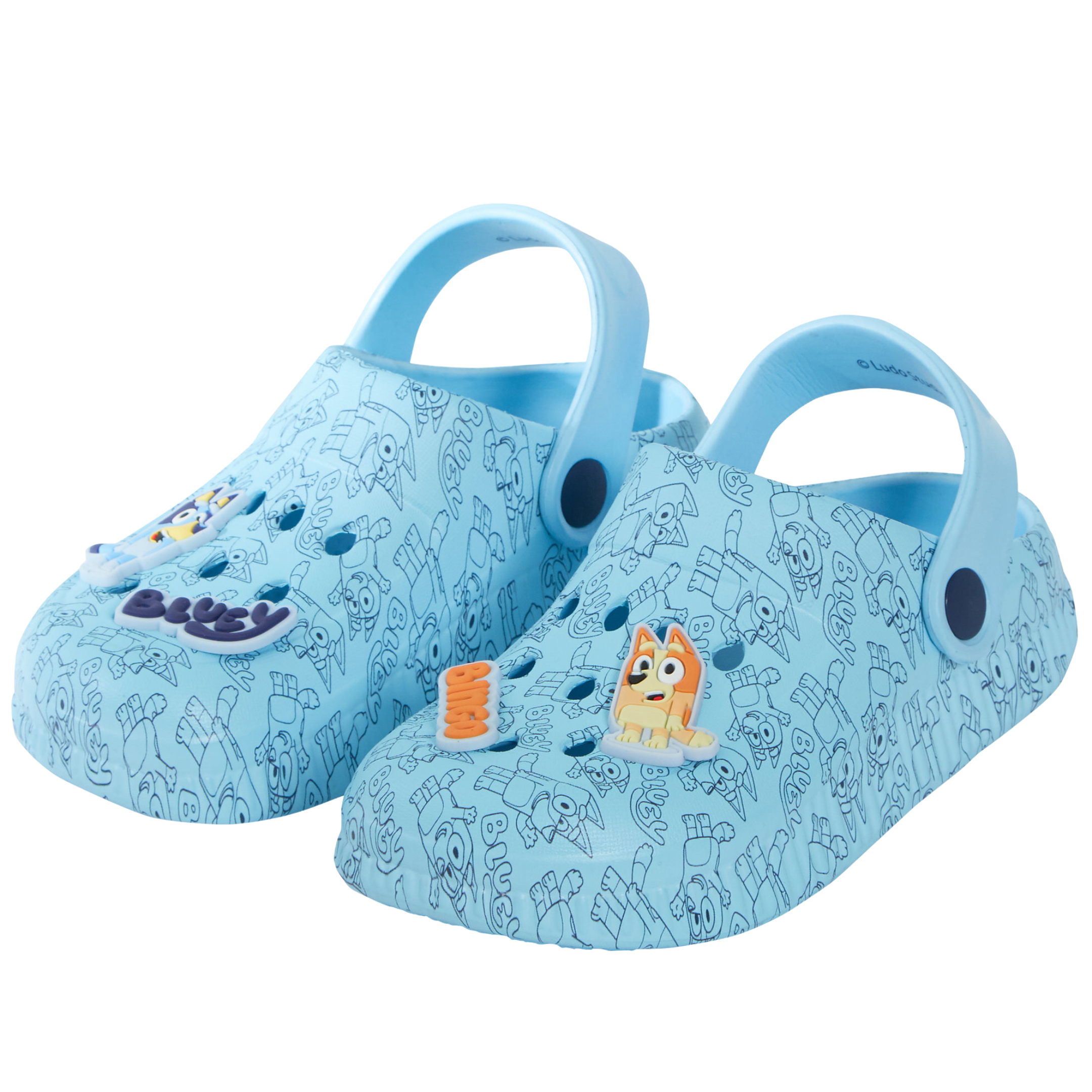 Girls Boys Bluey Clogs Sandals + Charms Kids Summer Sliders + Strap Beach Shoes