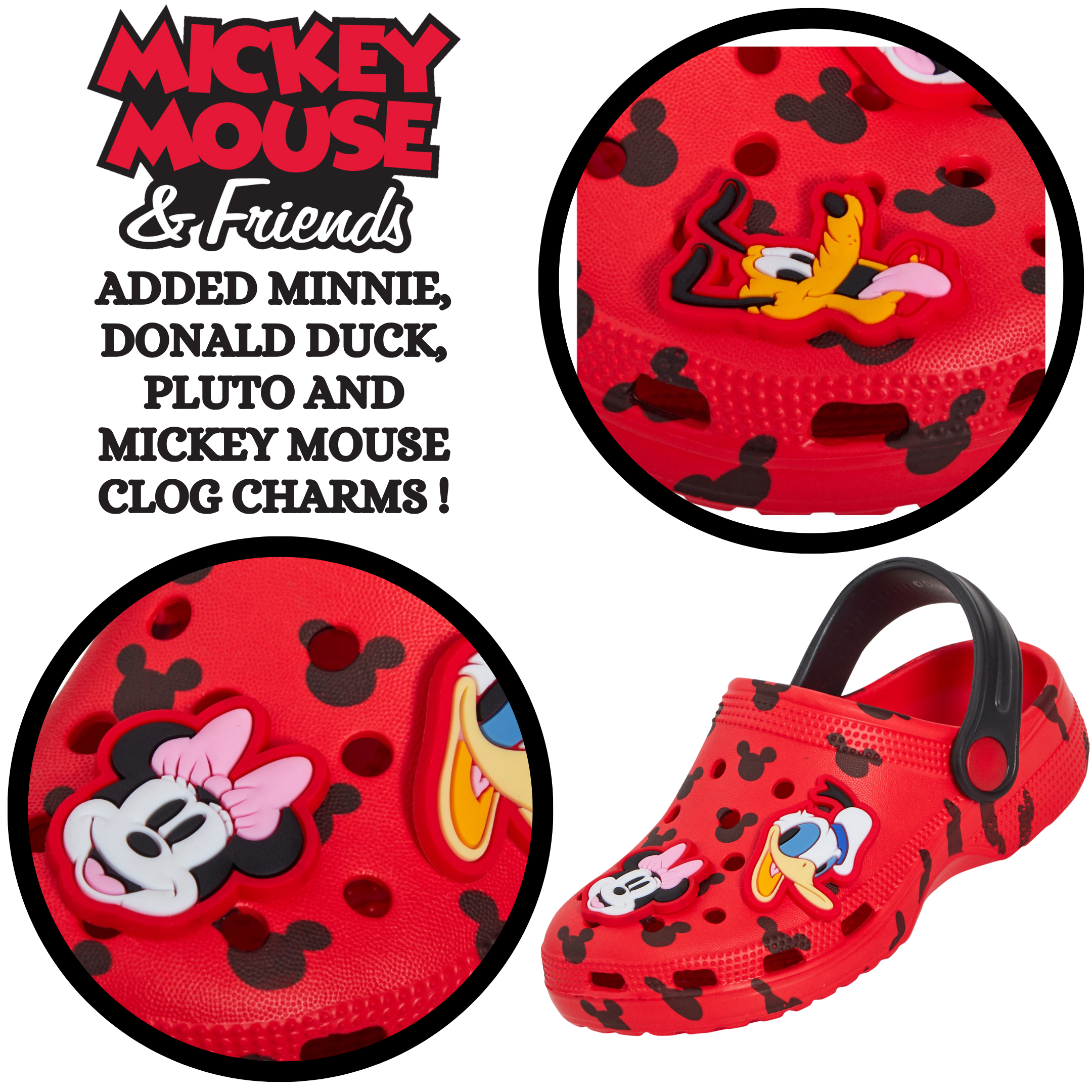 Disney Mickey Mouse Minnie Mouse Clogs Sandals + Charms Kids Sliders Beach Shoes
