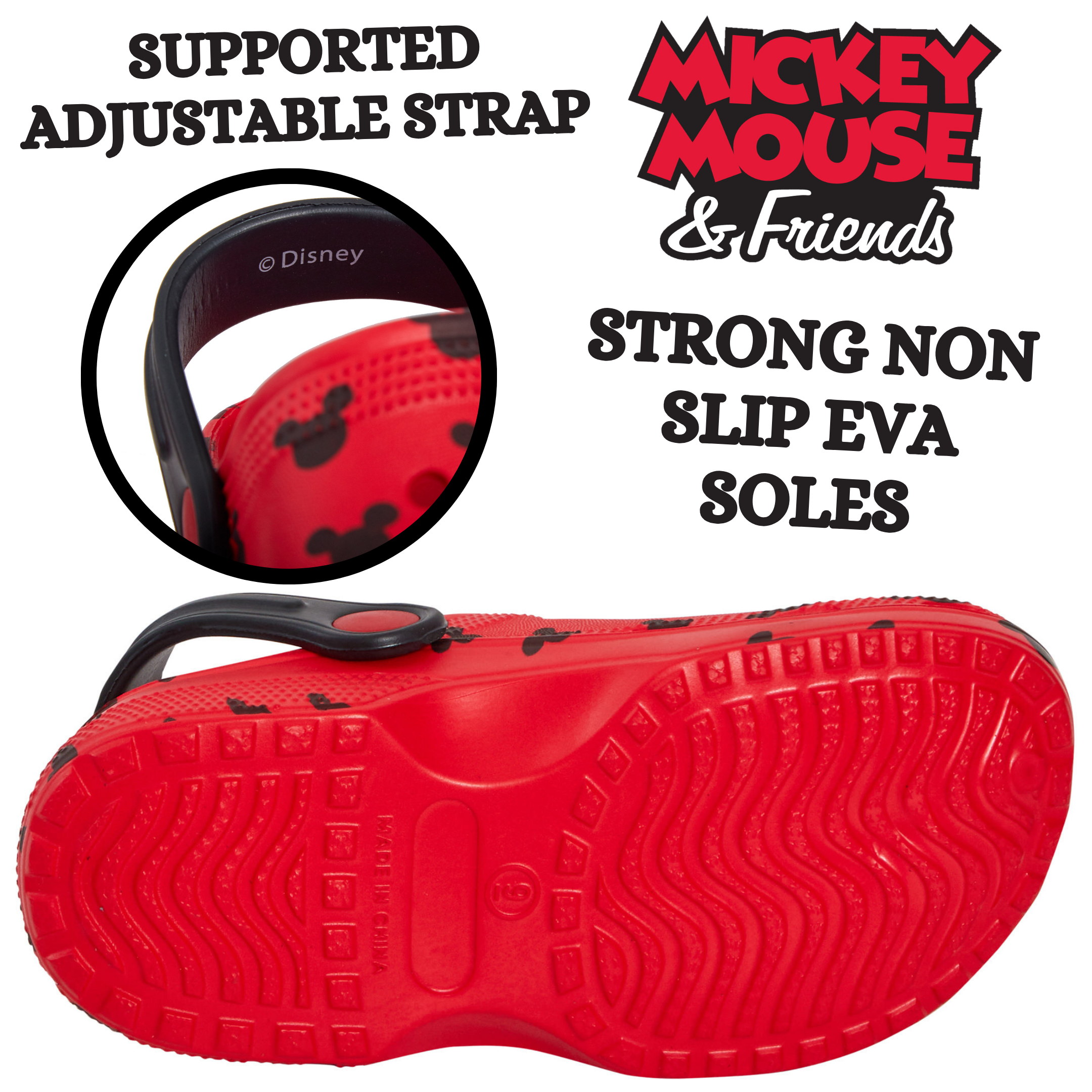 Disney Mickey Mouse Minnie Mouse Clogs Sandals + Charms Kids Sliders Beach Shoes