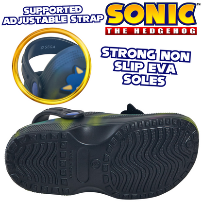 Boys Sonic The Hedgehog Clogs + Charms Sandals Kids Summer Sliders Beach Shoes