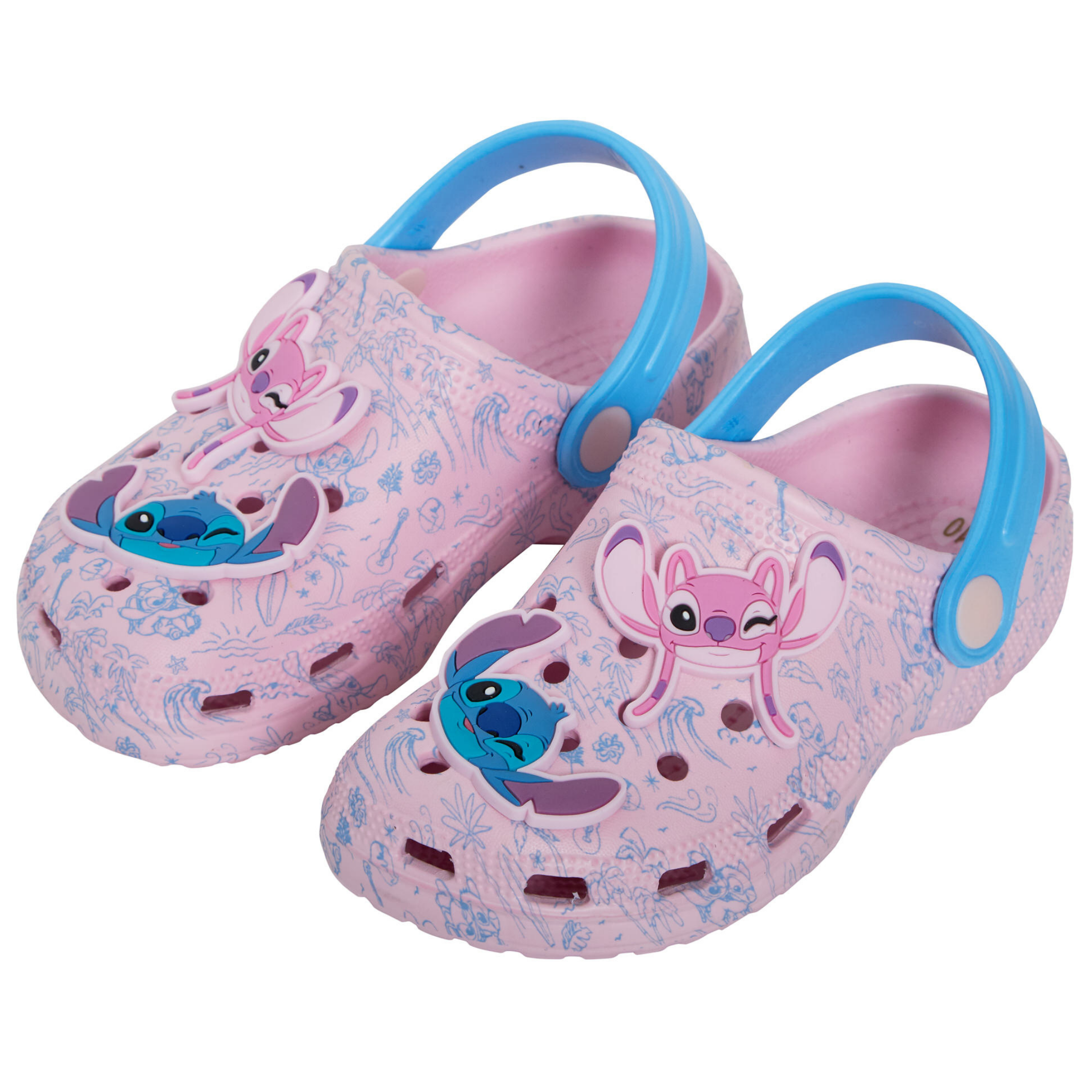 Girls Disney Stitch Clogs Sandals + Charms Kids Angel Summer Sliders Beach Shoes