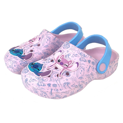 Girls Disney Stitch Clogs Sandals + Charms Kids Angel Summer Sliders Beach Shoes