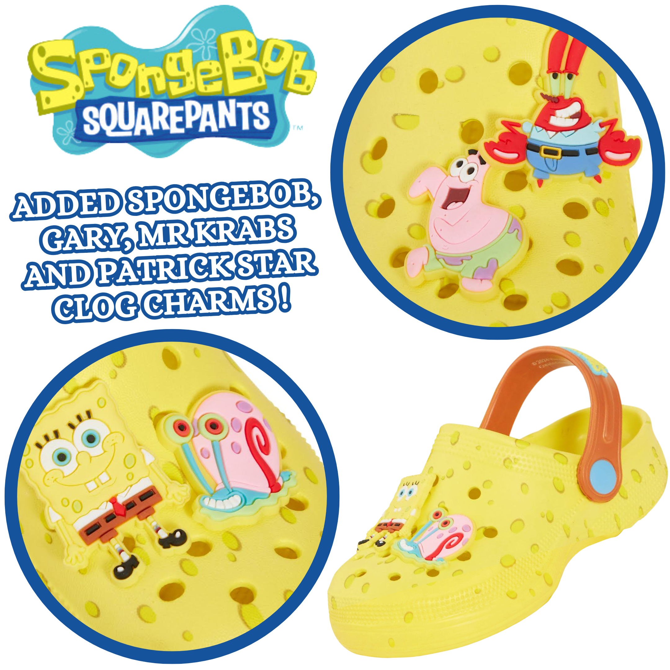 SpongeBob SquarePants Clogs with Charms Sandals Kids Summer Sliders Beach Shoes