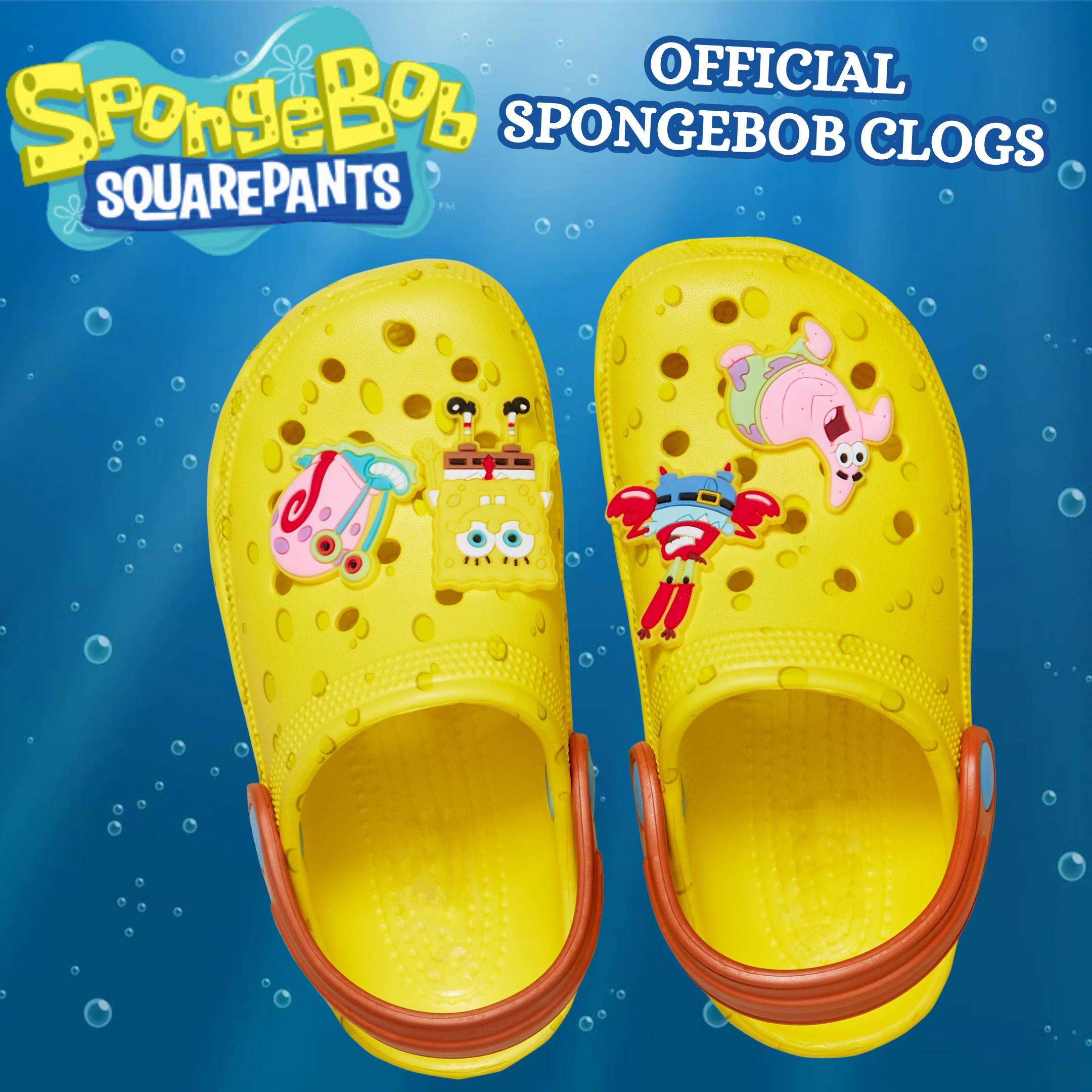 SpongeBob SquarePants Clogs with Charms Sandals Kids Summer Sliders Beach Shoes