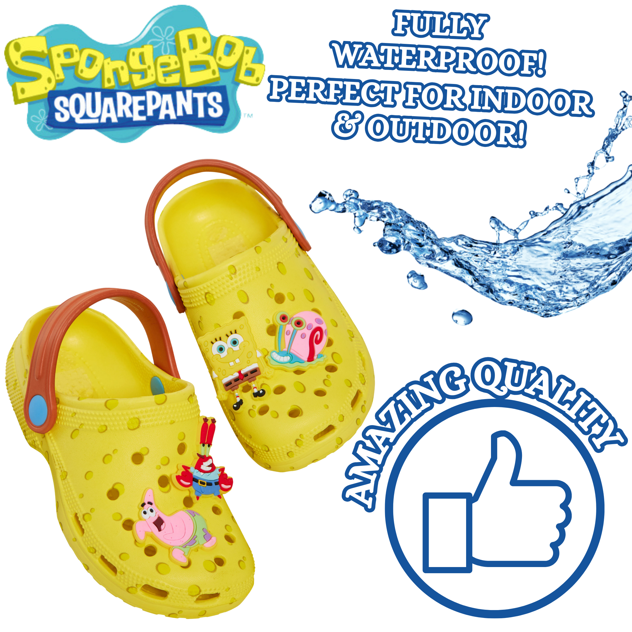SpongeBob SquarePants Clogs with Charms Sandals Kids Summer Sliders Beach Shoes