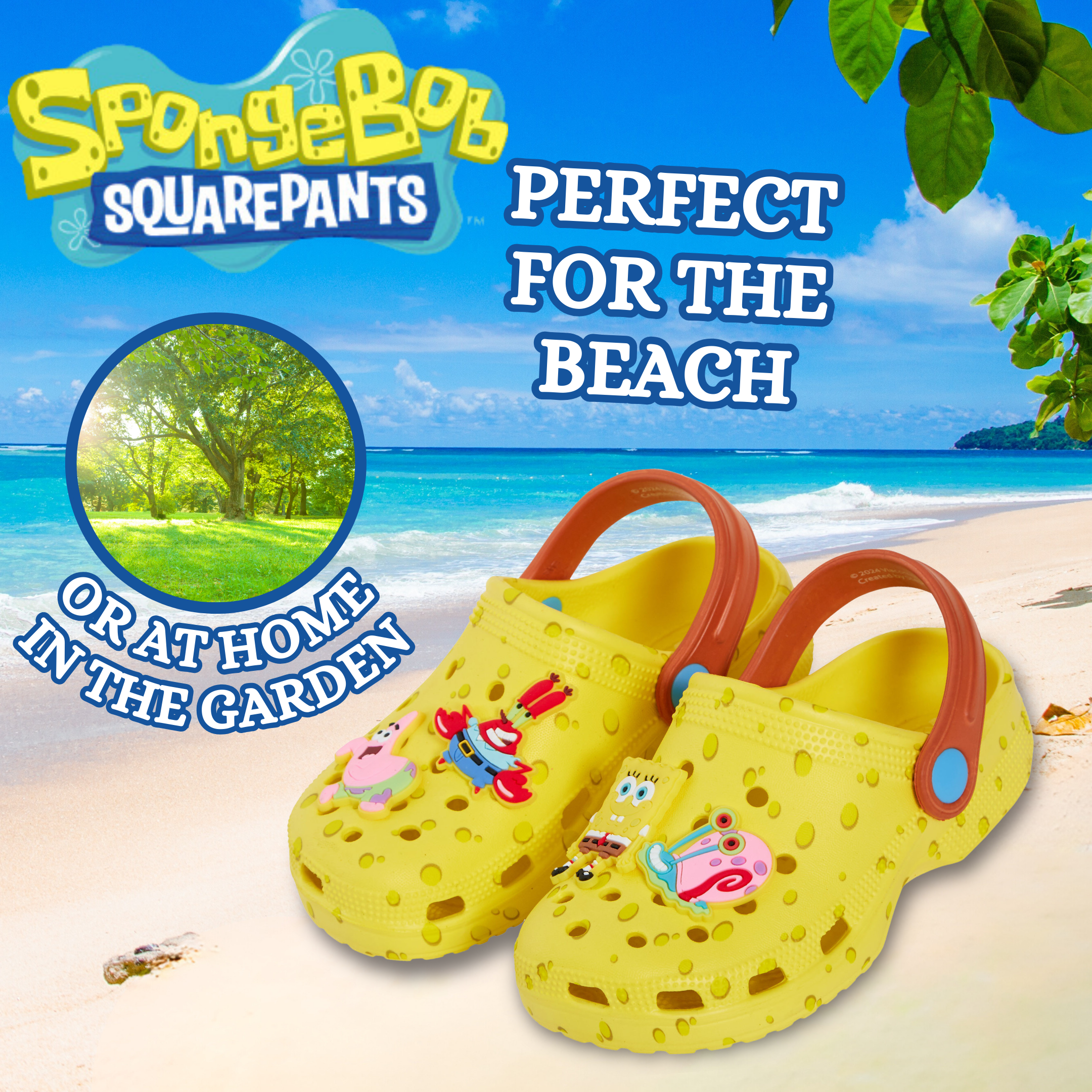 SpongeBob SquarePants Clogs with Charms Sandals Kids Summer Sliders Beach Shoes