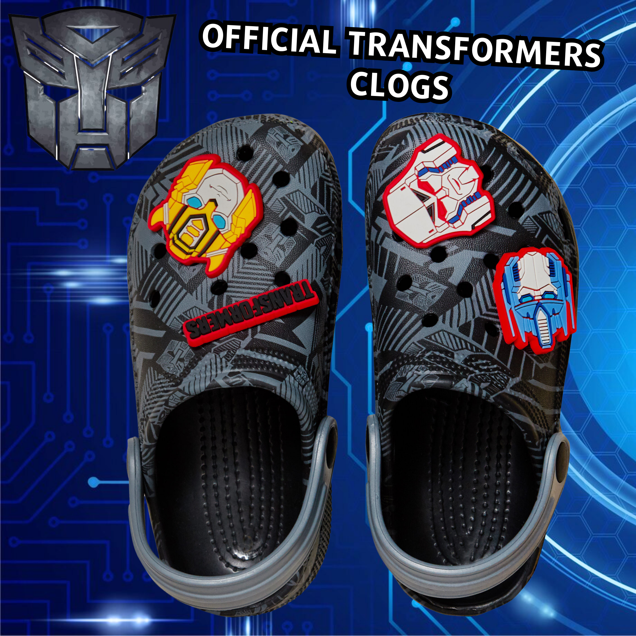Boys Transformers Clogs + Charms Kids Sandals Optimus Prime Sliders Beach Shoes