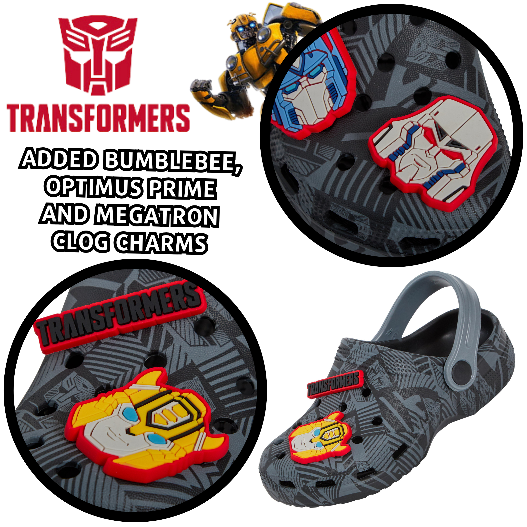 Boys Transformers Clogs + Charms Kids Sandals Optimus Prime Sliders Beach Shoes