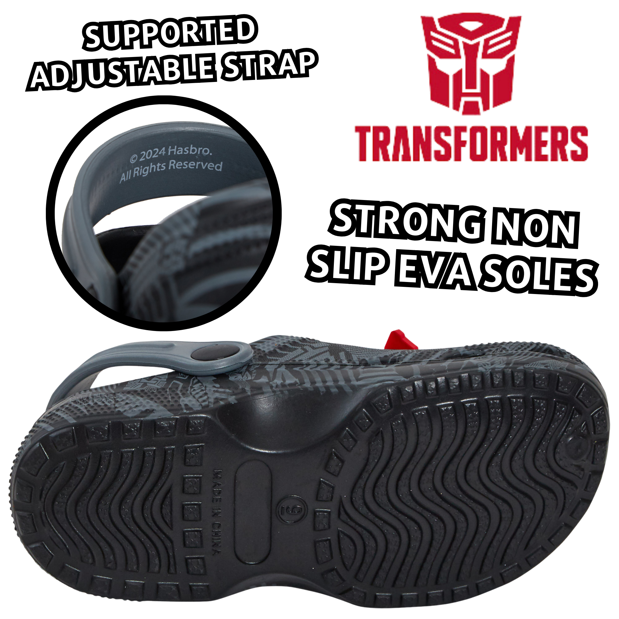 Boys Transformers Clogs + Charms Kids Sandals Optimus Prime Sliders Beach Shoes