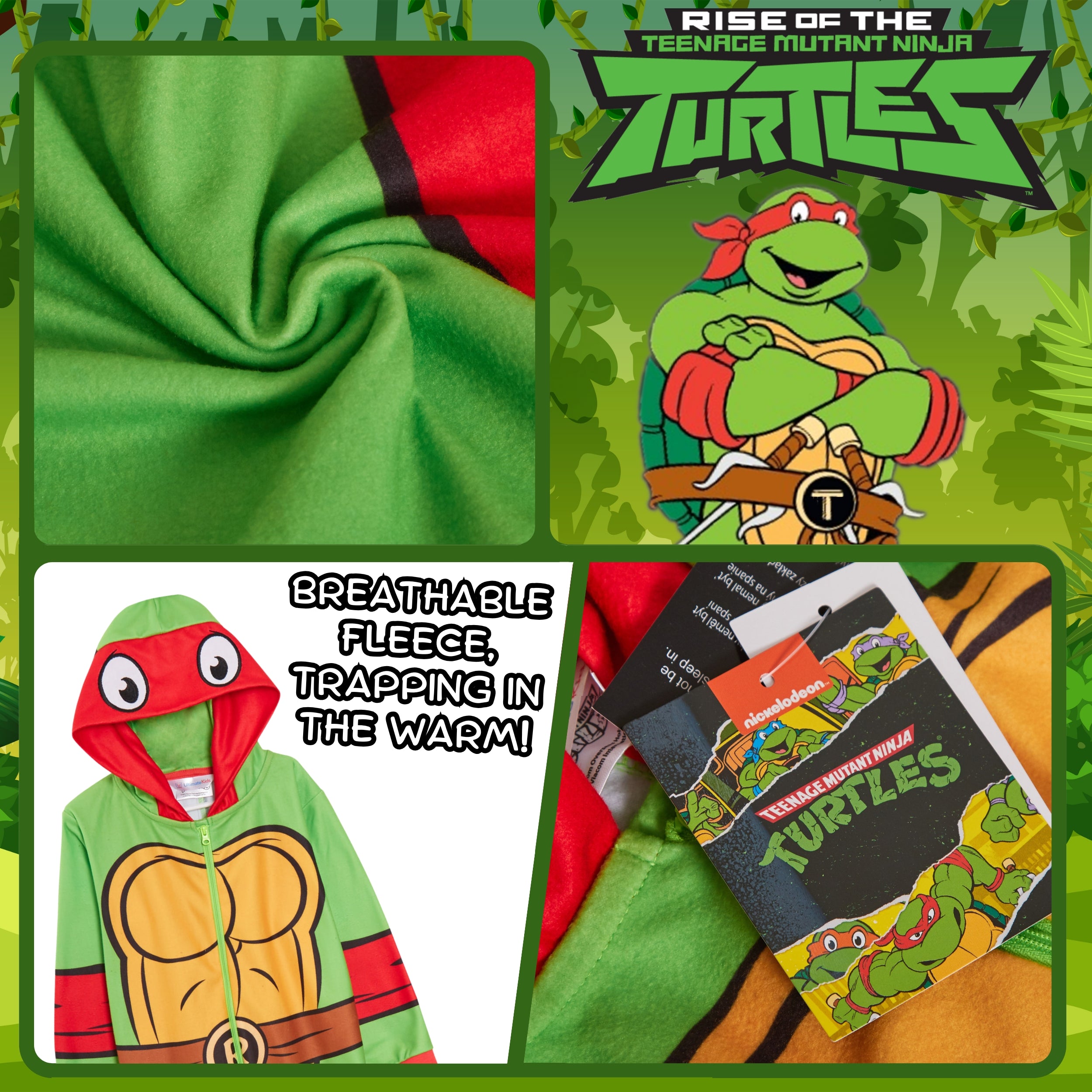 Boys Teenage Mutant Ninja Turtles Dress Up All In One Raphael Fleece Pjs Pyjamas