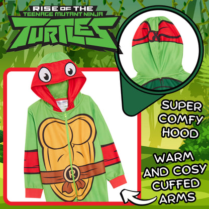 Boys Teenage Mutant Ninja Turtles Dress Up All In One Raphael Fleece Pjs Pyjamas