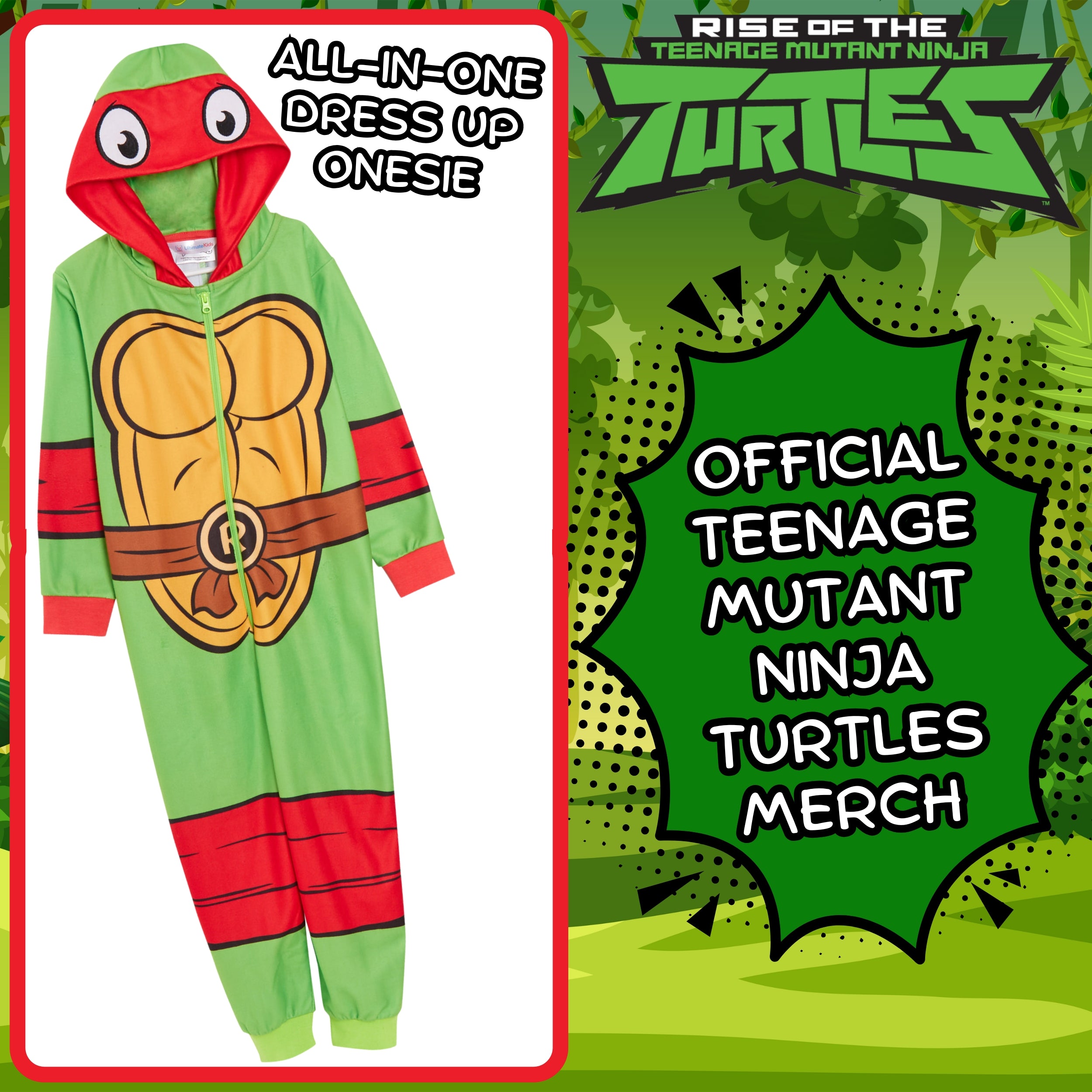 Boys Teenage Mutant Ninja Turtles Dress Up All In One Raphael Fleece Pjs Pyjamas