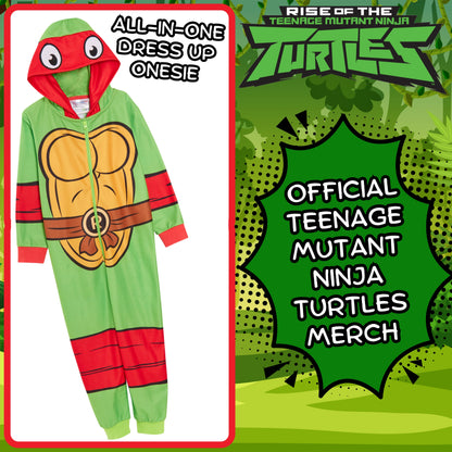 Boys Teenage Mutant Ninja Turtles Dress Up All In One Raphael Fleece Pjs Pyjamas