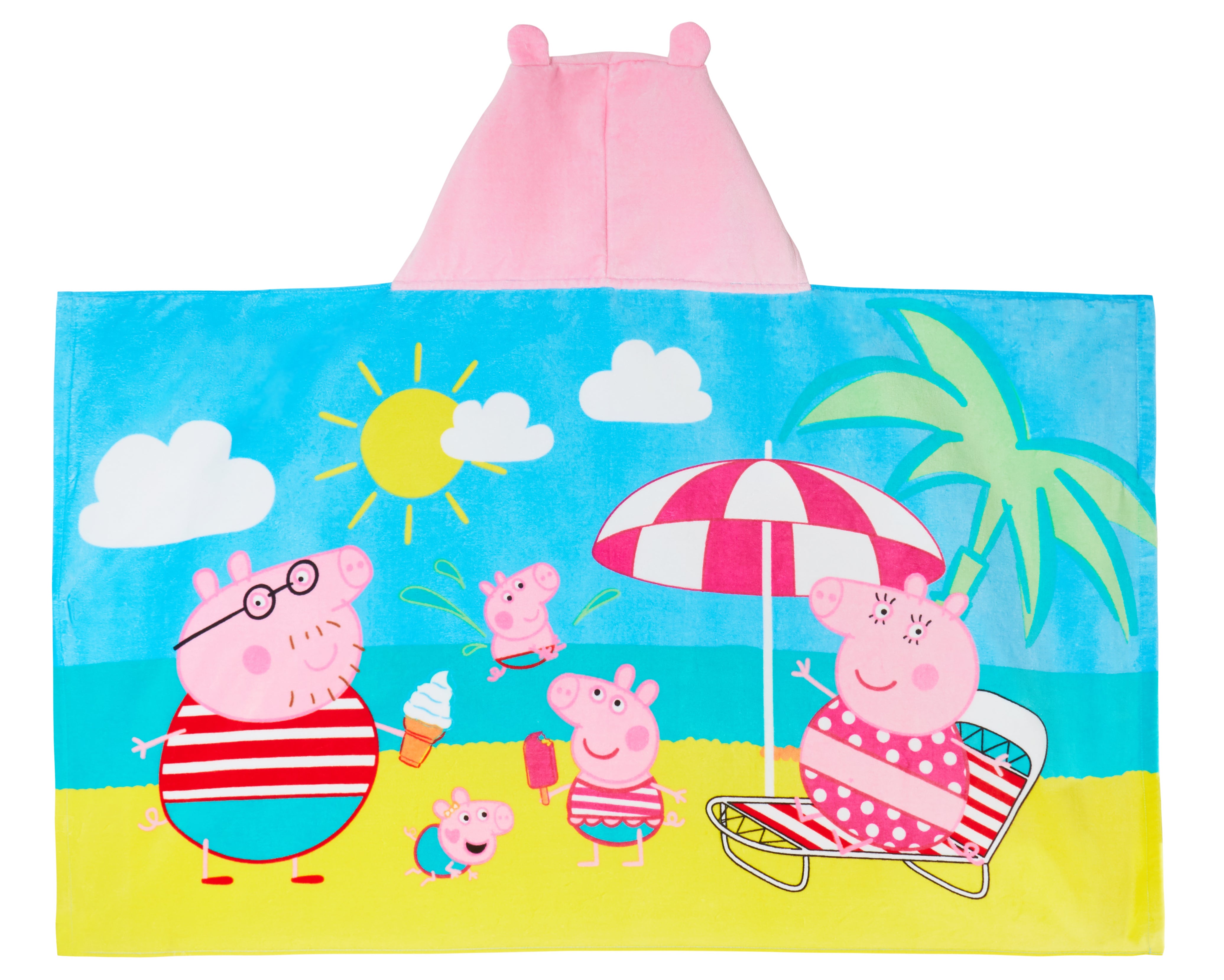 Peppa Pig Hooded Towel Girls 100% Cotton Poncho Kids Beach Bath Towel Swim Robe