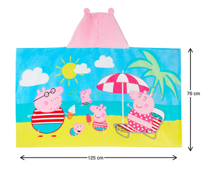 Peppa Pig Hooded Towel Girls 100% Cotton Poncho Kids Beach Bath Towel Swim Robe