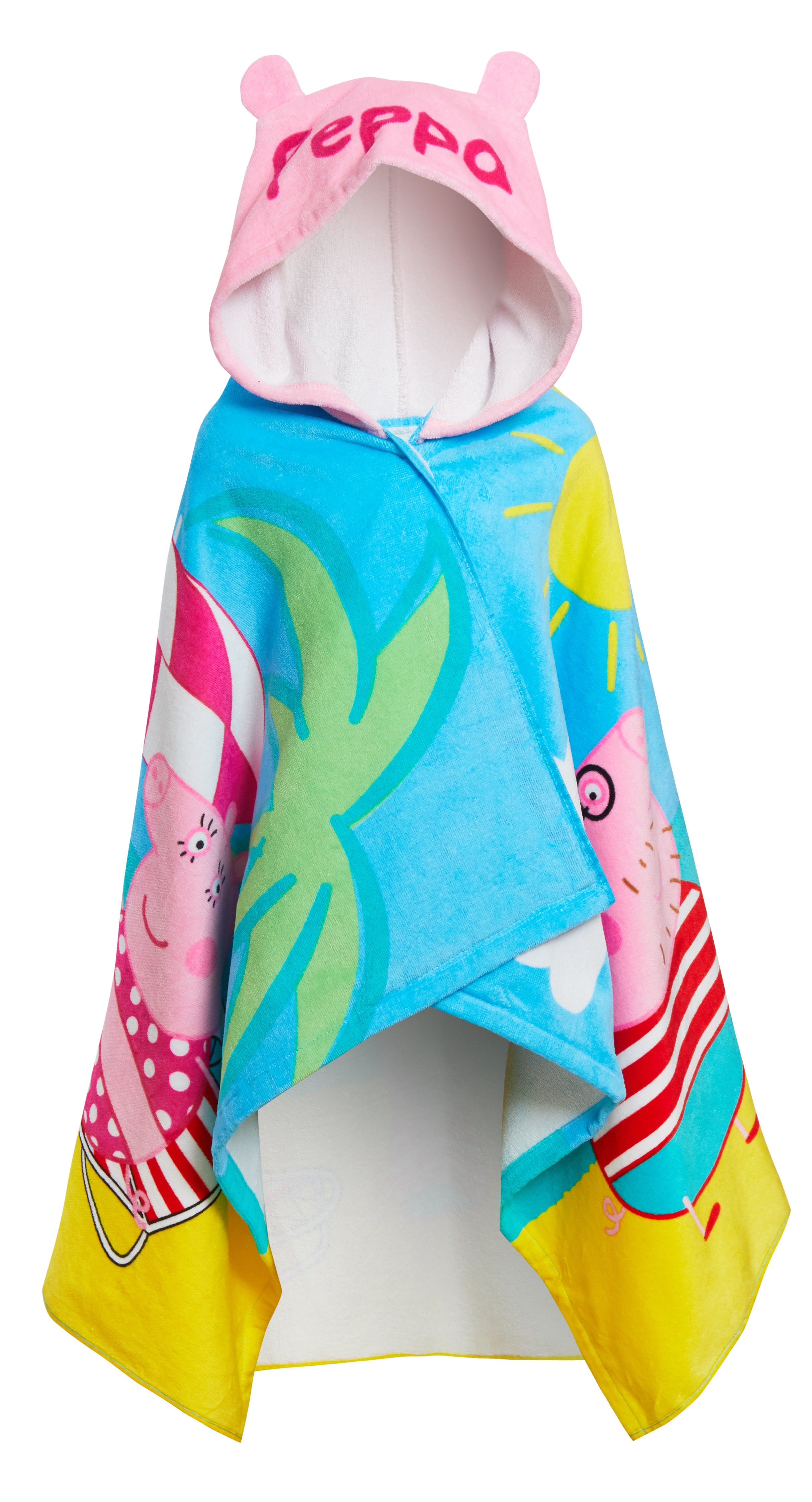 Peppa Pig Hooded Towel Girls 100% Cotton Poncho Kids Beach Bath Towel Swim Robe