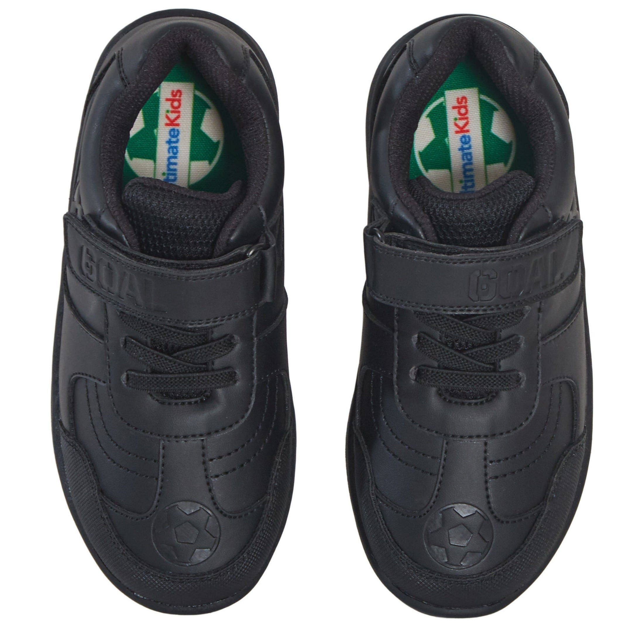Boys Football School Shoes Kids Black Trainers Shoes Easy Touch Strap Fastening