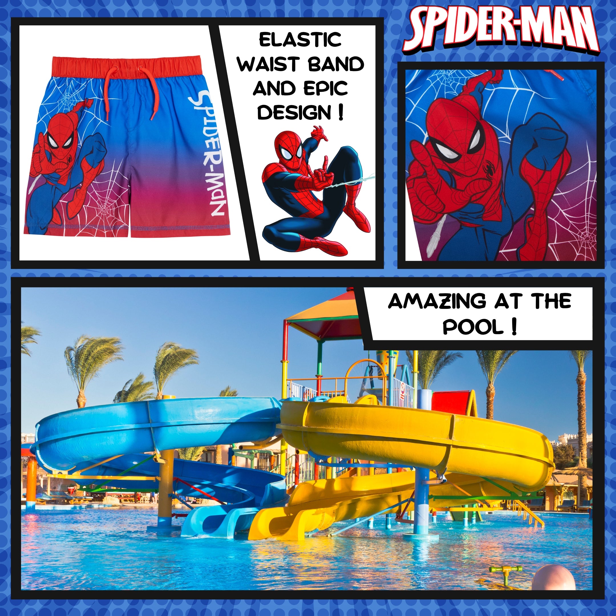 Boys Spiderman Swim Shorts Marvel Swimming Shorts Trunks Holiday Board Shorts