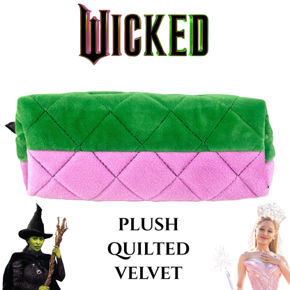 Wicked Quilted Velvet Make Up Bag Girls Womens Cosmetic Toiletries Pencil Case