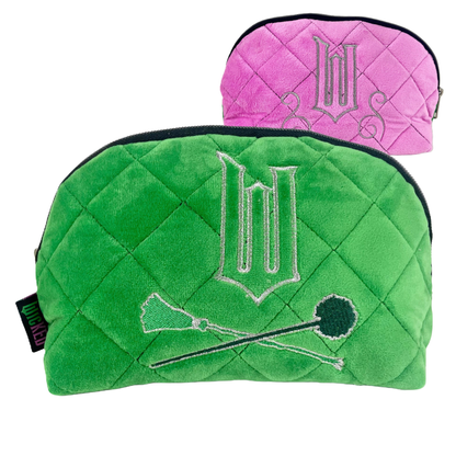 Wicked Quilted Velvet Make Up Bag Girls Womens Cosmetic Toiletries Pencil Case