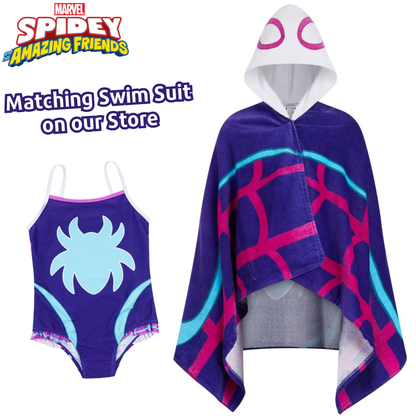 Ghost-Spider Girls Hooded Towel For Kids Poncho Wrap Spidey & Friends 100% Cotton Beach Towel Bath Towel
