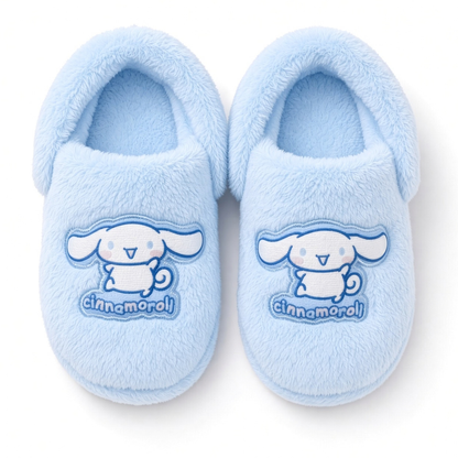 Hello Kitty Slippers Girls Fur Sliders Kuromi Cinnamroll House Shoes Fluffy Mules