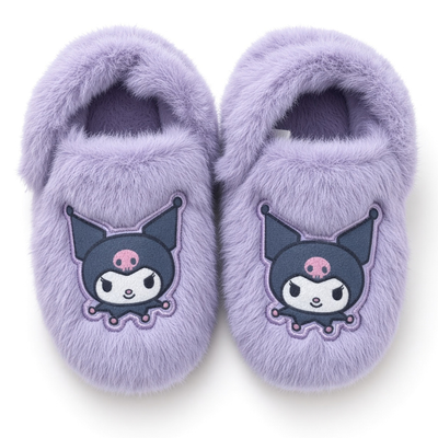 Hello Kitty Slippers Girls Fur Sliders Kuromi Cinnamroll House Shoes Fluffy Mules
