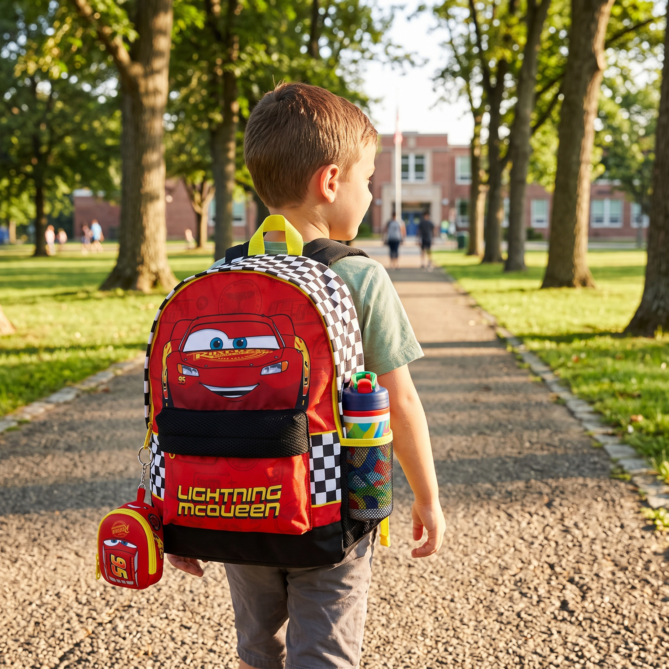 Disney Cars Backpack Kids Lightning McQueen Bag With 3D Keyring School Bag