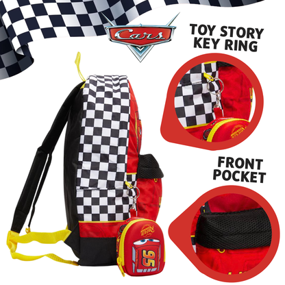 Disney Cars Backpack Kids Lightning McQueen Bag With 3D Keyring School Bag