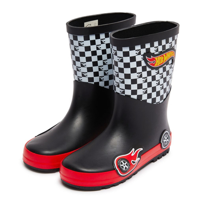 Hot Wheels Wellies Rubber Wellington Boots For Kids Racing Car Driver Boots