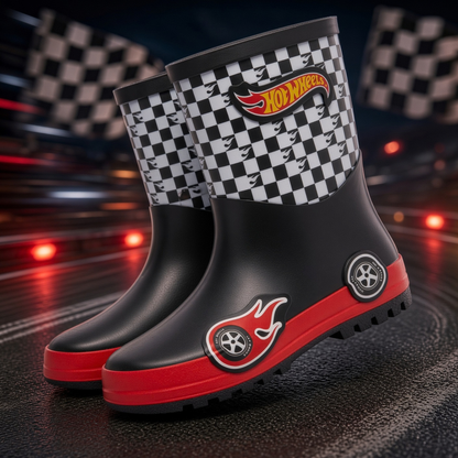 Hot Wheels Wellies Rubber Wellington Boots For Kids Racing Car Driver Boots