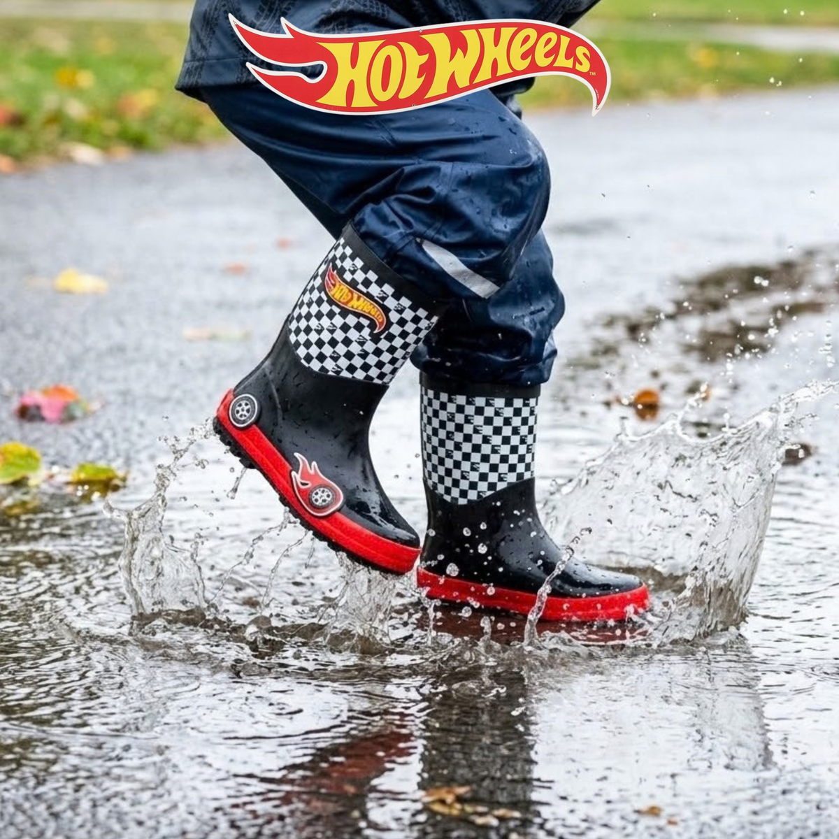 Hot Wheels Wellies Rubber Wellington Boots For Kids Racing Car Driver Boots