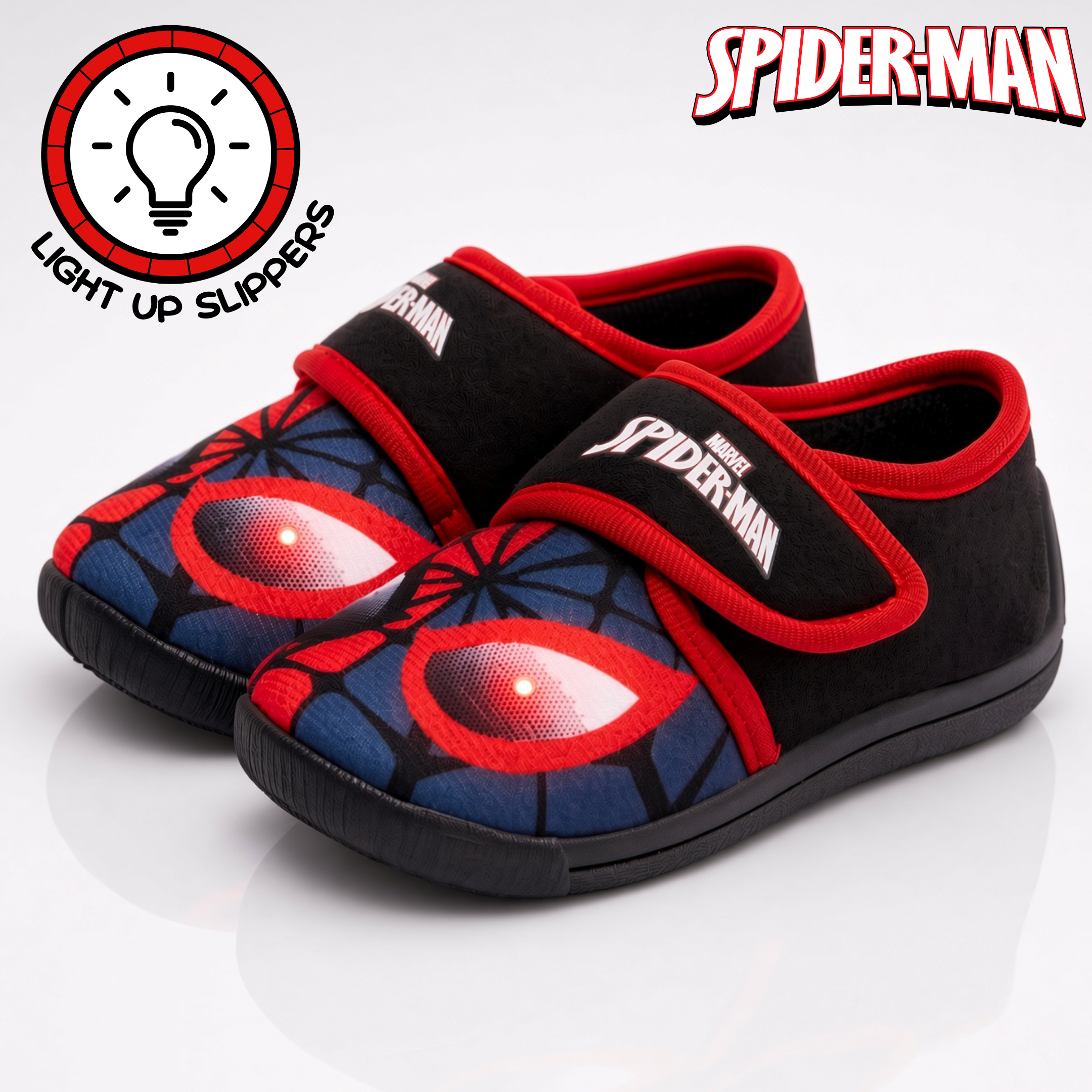 Boys Spiderman Slippers Kids Easy Fasten Non Slip Marvel Slipper House Shoes