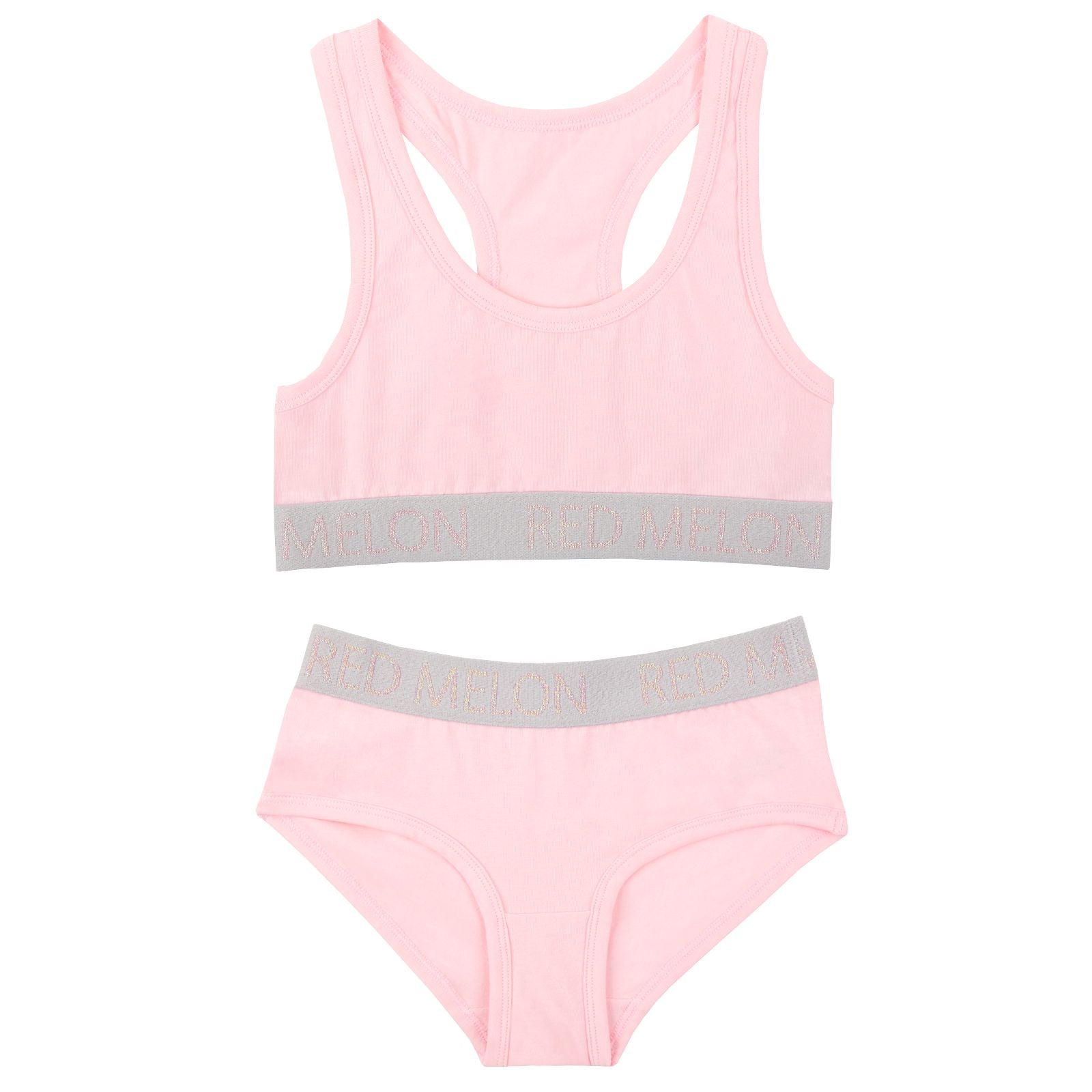 Girls Crop Top Vest Training Bra + Briefs Knickers Set Elasticated Cotton Pack