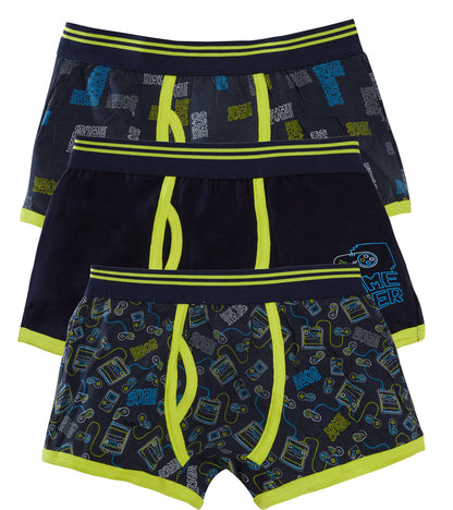 Boys 3 Pack Boxer Shorts Kids Underwear Football Gamer Camo Trunks Pants Briefs