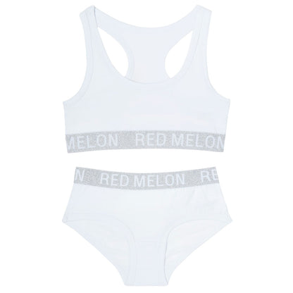 Girls Crop Top Vest Training Bra + Briefs Knickers Set Elasticated Cotton Pack