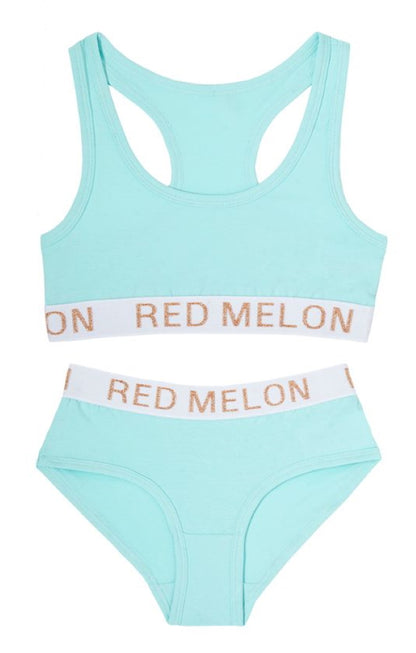 Girls Crop Top Vest Training Bra + Briefs Knickers Set Elasticated Cotton Pack