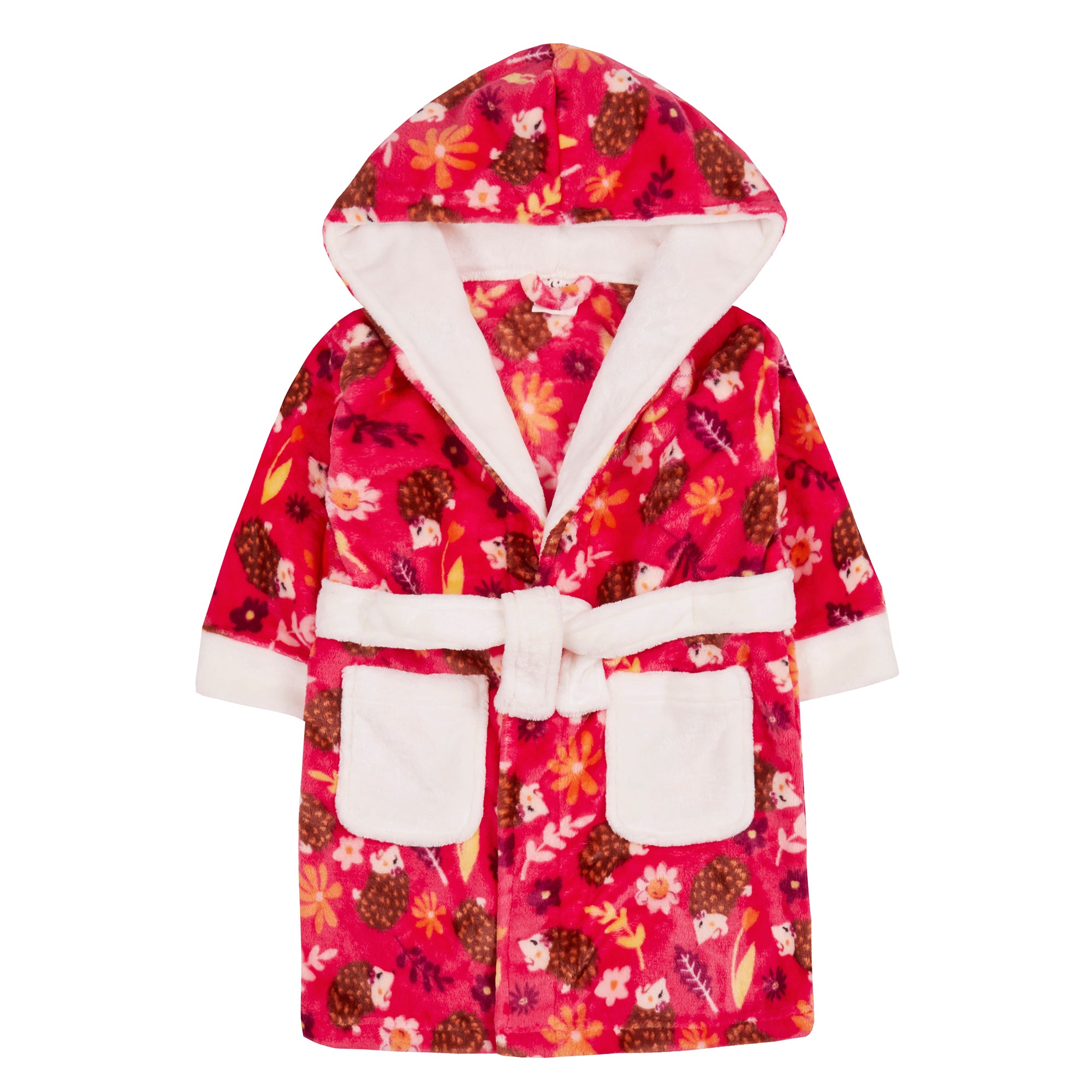 Girls Novelty Hedgehog Robe Kids Hooded Fleece Dressing Gown Bathrobe Gift Size