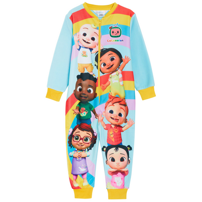CoComelon All In One Pyjamas Boys Girls Fleece Pjs JJ Zipped Unisex Nightwear
